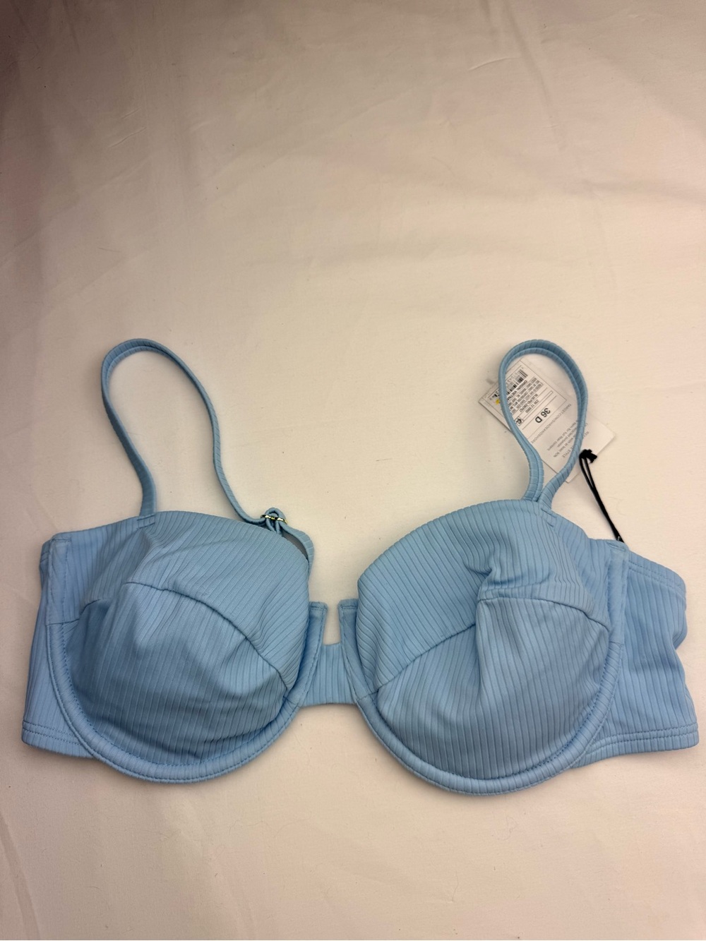 Shade & Shore Sky Blue Ribbed Underwire Bra